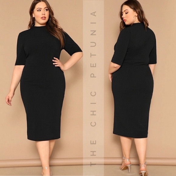 ✨JUST IN!✨SALE!!!✨LAST 2!!✨NEW! 5⭐️CHIC PLUS! S/S PENCIL MIDI DRESS - Picture 2 of 8